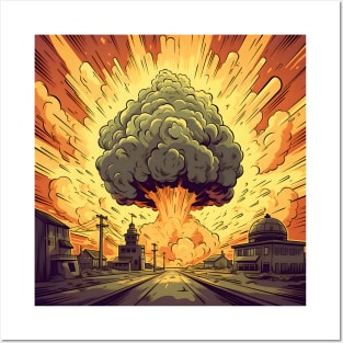 Illustration of catastrophic event. Nuclear explosion Posters and Art